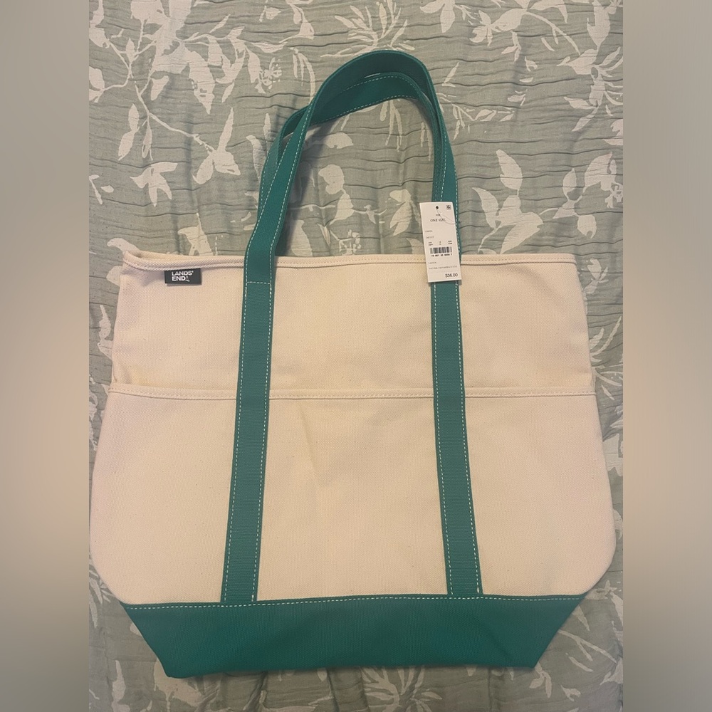 Target x Lands End tote- white and green - Picture 3 of 5